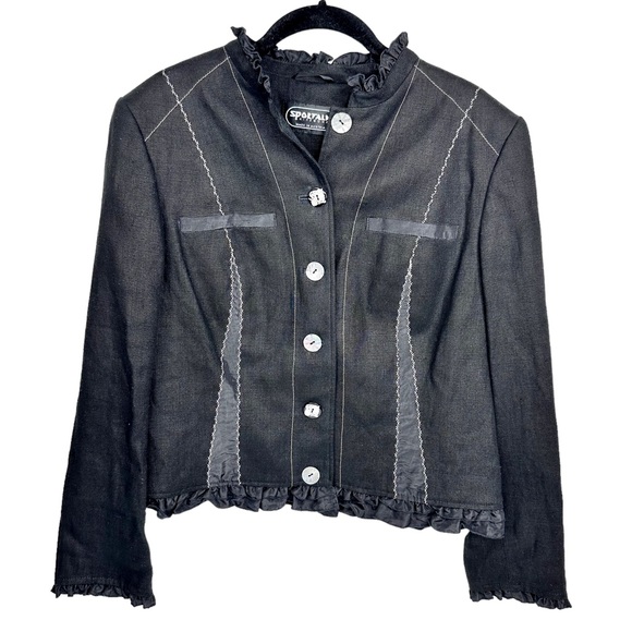 Sportalm Kibzbuhel Austria NEW Embroidered Ruffle Jacket EU SZ 44 US 12 Vintage - Picture 15 of 16